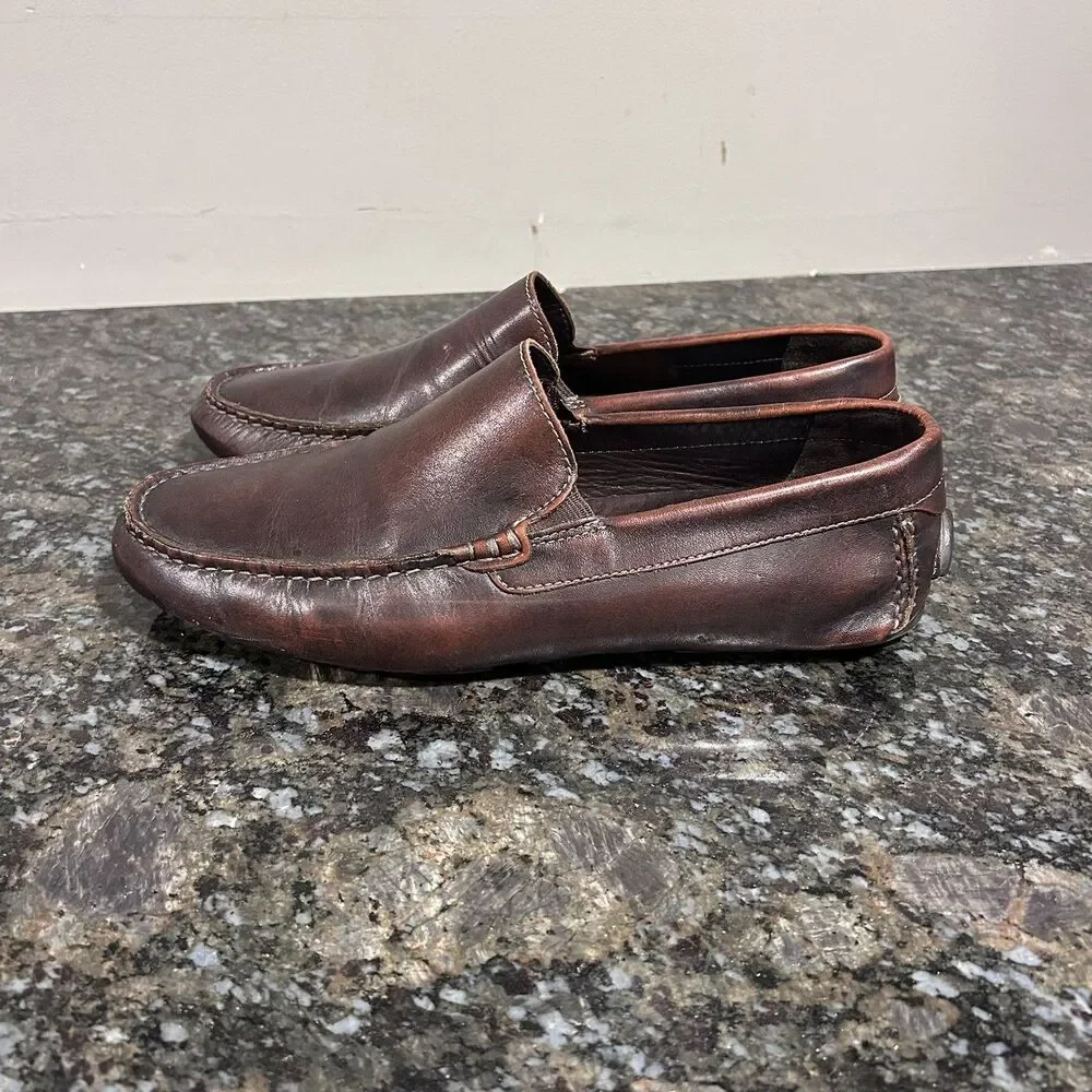 Johnston & Murphy Danley Venetian Brown Leather Driving Loafers Men's Size 9.5 M